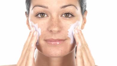 woman exfoliating